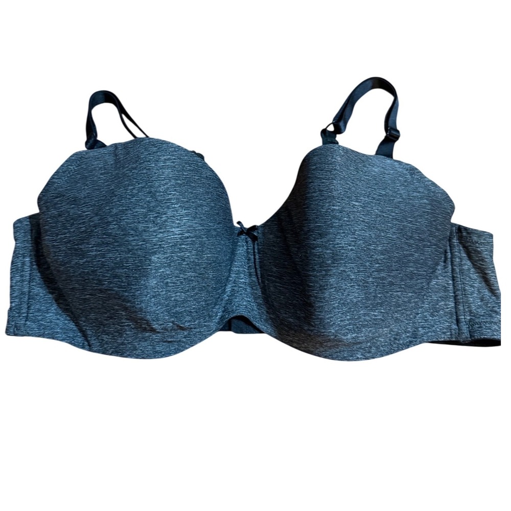 Cacique Heather Grey Space Dye Lightlyā Lined Balconette Bra 48C Lace Trim